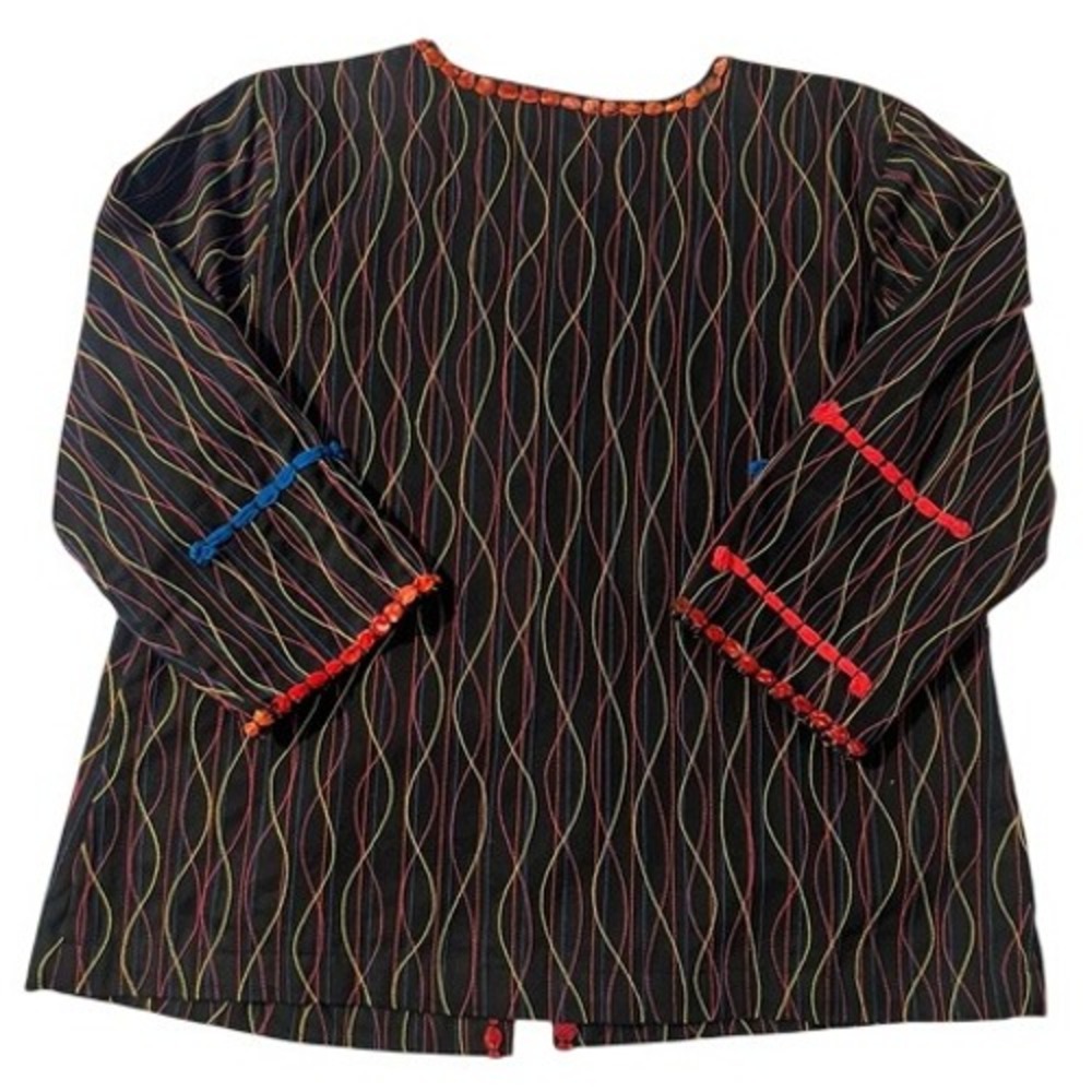 Choices Colorful Long Sleeve Cotton Jacket Embroidered Psychedelic Funky Vintage - Picture 2 of 8